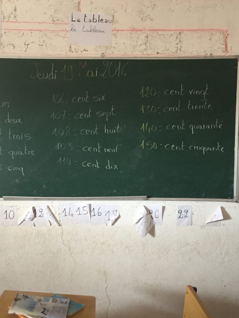 A recent lesson on the chalkboard of the Adult Literacy Project classroom